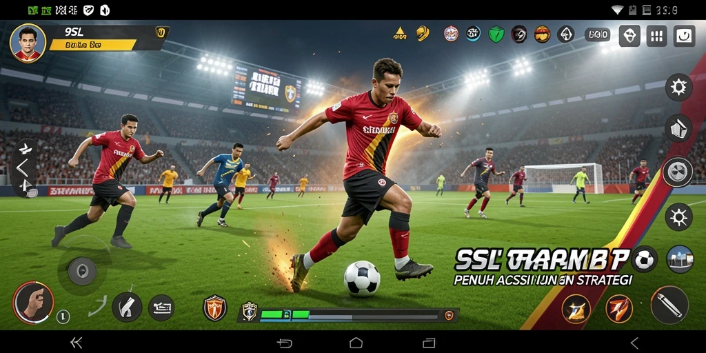 Gameplay sepak bola seru di 9SL dengan grafis menarik.