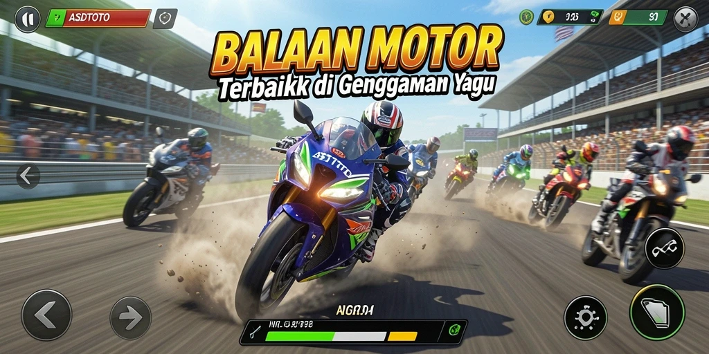 Screenshot gameplay ASDTOTO yang menampilkan balapan motor seru.