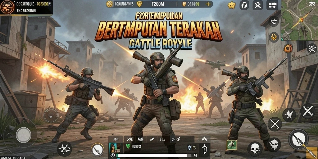Tangkapan layar gameplay F200M saat berjuang dalam pertempuran Battle Royale.