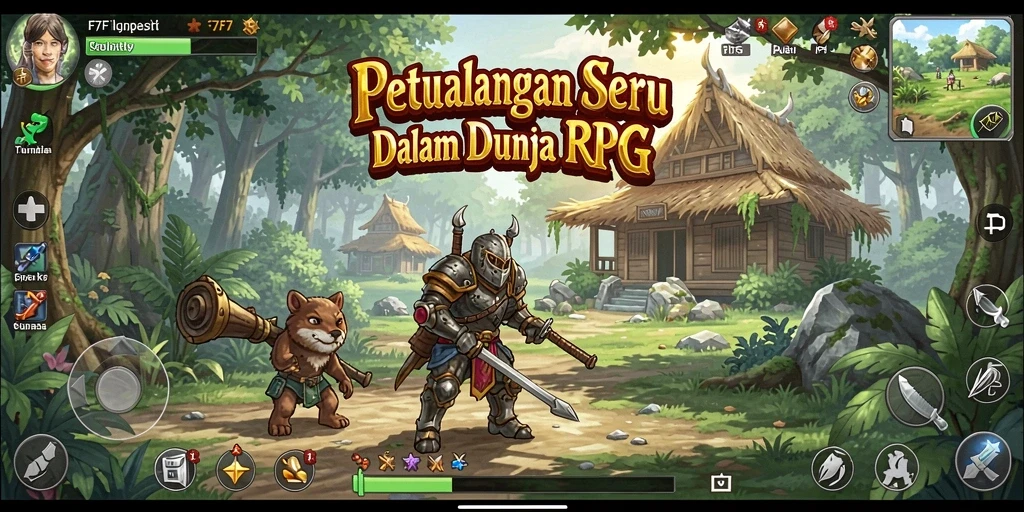 Tangkapan layar utama F7F7 menunjukkan aksi mengesankan dalam pertarungan RPG.