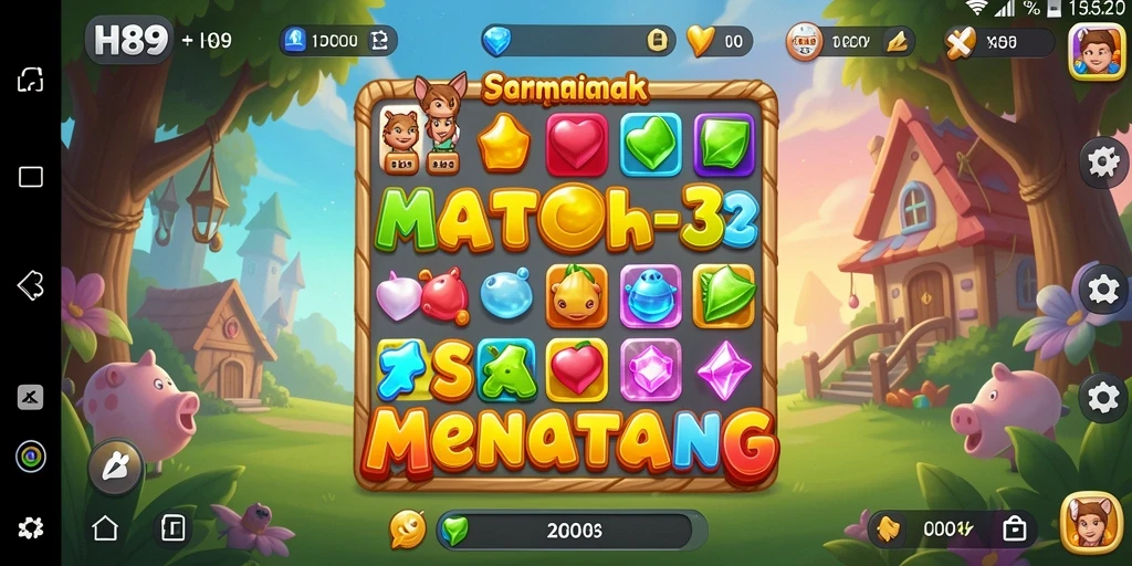 Gameplay seru H89 dengan elemen Match-3 yang menantang.