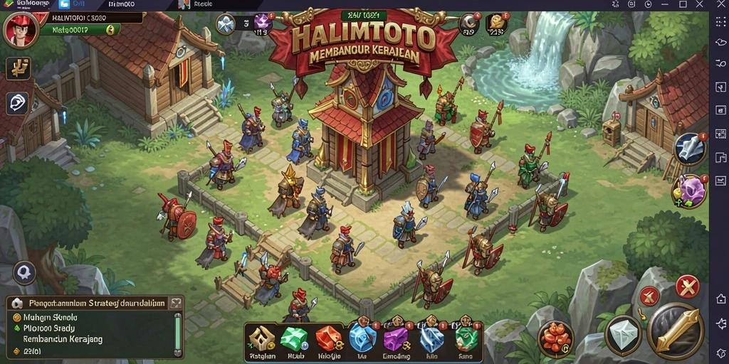 Tampilan gameplay menarik di HALIMTOTO dengan strategi membangun kerajaan.