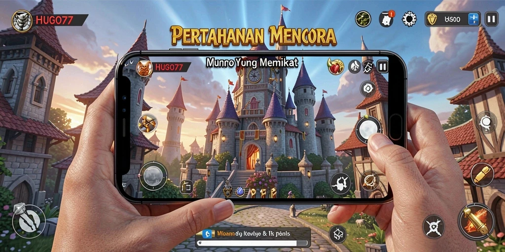 Tampilan seru gameplay HUGO77 dalam Tower Defense yang menegangkan.