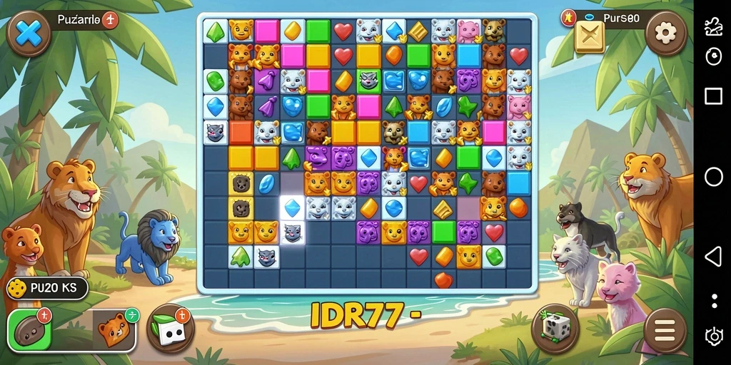 Tampilan gameplay puzzle yang mengasyikkan dan penuh warna.