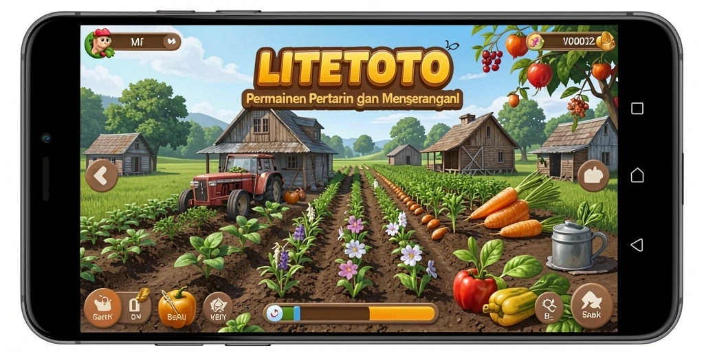 Screenshot LITETOTO menampilkan aktivitas bertani yang seru dan menyenangkan.