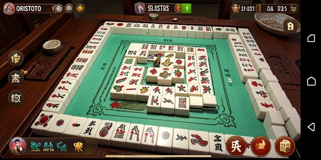 Screenshot gameplay <strong>ORISTOTO</strong> menampilkan ubin Mahjong tersusun rapi.