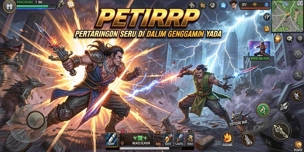 Tampilan pertarungan intens dalam game Fighting PETIRRP.