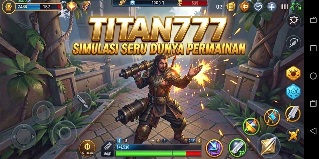 Screenshot dari gameplay TITAN777 yang menunjukkan interaksi karakter.
