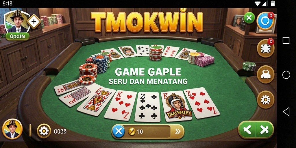 Screenshot TMOKWIN menampilkan gameplay seru Gaple.