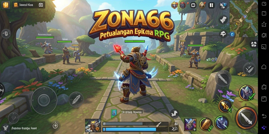 Screenshot ZONA66 menampilkan aksi pertarungan seru dalam dunia RPG.